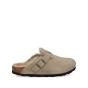 Shearling Beige Sandalen Slip-On Stijl Birkenstock , Beige , Dames