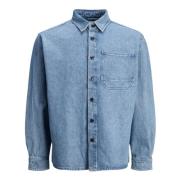 Blauw Effen Geknoopt Herenoverhemd Jack & Jones , Blue , Heren