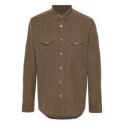 Corduroy slim fit shirt met zakken Tom Ford , Brown , Heren