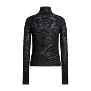 Zwarte Gebreide Jacquard Trui Etro , Black , Dames