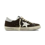 Bruine Leren Sneakers met Witte Details Golden Goose , Brown , Heren