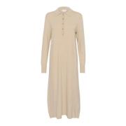 Grijze Gebreide Jurk met Knopen Kaffe , Beige , Dames