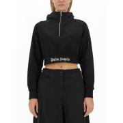 Stijlvolle Cropped Hoodie voor Vrouwen Palm Angels , Black , Dames