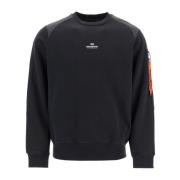 Crewneck Sweatshirt met Nylon Inserts Parajumpers , Black , Heren