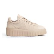 Beige Sneakers met H Strepen Hogan , Beige , Dames