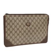 Pre-owned Leather clutches Gucci Vintage , Beige , Dames