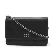 Pre-owned Leather wallets Chanel Vintage , Black , Dames