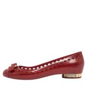 Pre-owned Fabric flats Salvatore Ferragamo Pre-owned , Red , Dames