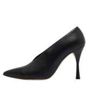 Pre-owned Leather heels Manolo Blahnik Pre-owned , Black , Dames