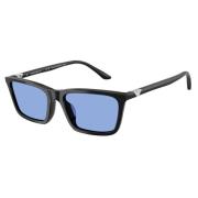 Ea4239U Zonnebril Glanzend Zwart Blauwe Lenzen Emporio Armani , Black ...