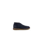 Blauwe suède desert boot met dubbele veters Frau , Blue , Heren