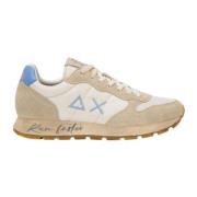 Vintage Cream Sneaker met Blauwe Details Sun68 , Beige , Heren