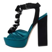 Pre-owned Satin sandals Miu Miu Pre-owned , Black , Dames