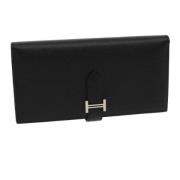 Pre-owned Leather Wallet Hermès Vintage , Black , Dames