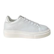 Witte leren sneaker met dolkprint Paciotti , White , Heren