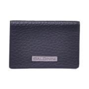 Card holder in black tumbled leather Baldinini , Black , Heren