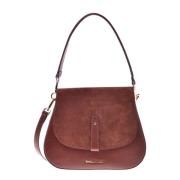 Brown leather and suede shoulder bag Baldinini , Brown , Dames