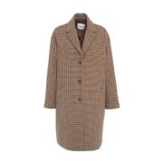 Houndstooth Jas met Logo Details Ottod'Ame , Beige , Dames