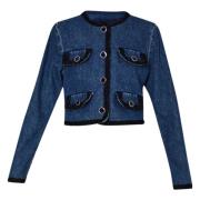 Denim Cropped Jacks met Profielen Liu Jo , Blue , Dames