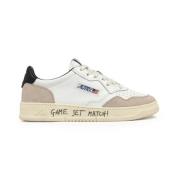 Witte Leren Sneakers met Zwarte Hiel Autry , White , Dames