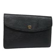 Pre-owned Leather clutches Louis Vuitton Vintage , Black , Dames