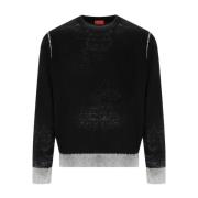 Zwarte Crewneck Jumper met Vervaagd Effect Diesel , Black , Heren