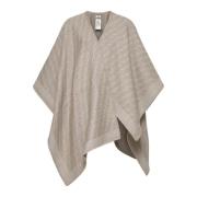 Beige Jacquard Wol Asymmetrische Poncho Fendi , Beige , Dames