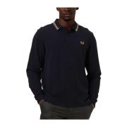 Heren Twin Tipped Lange Mouw Polo Fred Perry , Blue , Heren