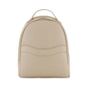 Eco-leer Gehamerde Rugzak met Metalen Rits Armani Exchange , Beige , D...