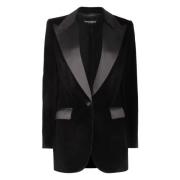 Fluwelen Jas met Satijnen Revers Dolce & Gabbana , Black , Dames