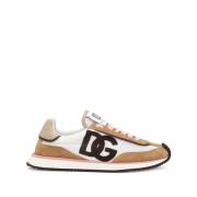 Witte Logo Sneaker Cacao Stijl Dolce & Gabbana , Multicolor , Dames