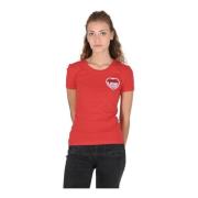 Rode Katoenmix Tee Love Moschino , Red , Dames