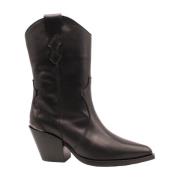 Zwarte leren dames cowboylaars Alpe , Black , Dames