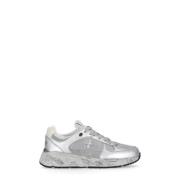 Zilver Wit Leren Sneakers Vrouwen Premiata , Gray , Dames