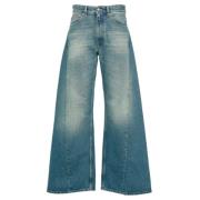 Blauwe 5-Pocket Broek MM6 Maison Margiela , Blue , Dames