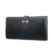 Pre-owned Leather wallets Hermès Vintage , Black , Dames