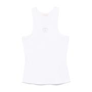 Witte Geribbelde Logo Tanktop Liu Jo , White , Dames