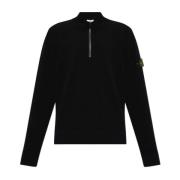 Kompas Motief Wollen Trui Stone Island , Black , Heren