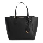 Leren Tote Tas met Afneembare Band Michael Kors , Black , Dames