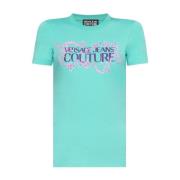 Heldere Blauwe T-shirts en Polo's Versace Jeans Couture , Blue , Dames