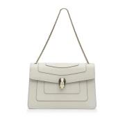 Pre-owned Leather shoulder-bags Bvlgari Vintage , White , Dames