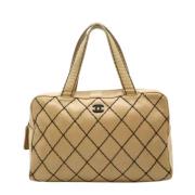 Pre-owned Leather chanel-bags Chanel Vintage , Beige , Dames