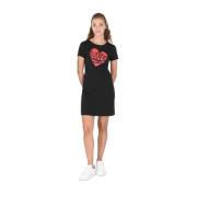 Zwarte Katoenen Jurk met Liefde Love Moschino , Black , Dames