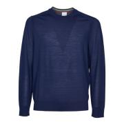 Blauwe Merinowol Ronde Hals Trui PS By Paul Smith , Blue , Heren