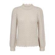 Beige Trui met Pofmouwen Freequent , Beige , Dames