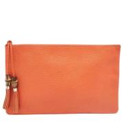 Pre-owned Leather clutches Gucci Vintage , Orange , Dames