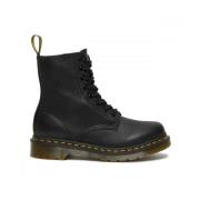 Zwarte leren veterschoenen Dr. Martens , Black , Dames