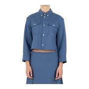 Blauwe Wollen Overhemd Marni , Blue , Dames