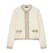 Korte Geborduurde Vest Elena Mirò , Beige , Dames