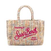 Zwarte Tweed Colette Tas met Franjes MC2 Saint Barth , Multicolor , Da...